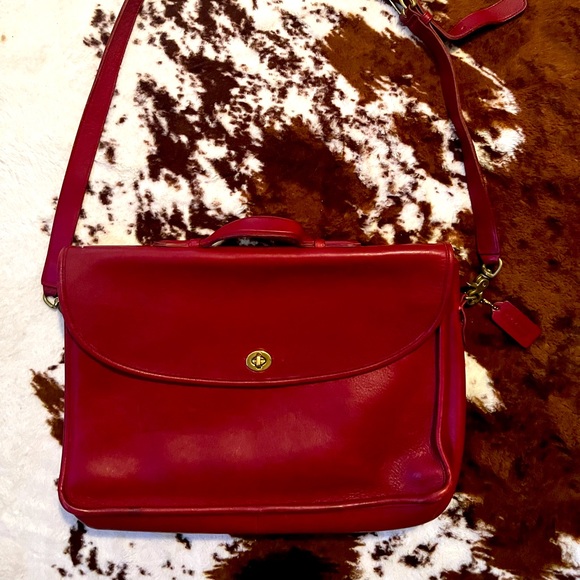 Coach Bags Vintage Red Coach Briefcase Poshmark